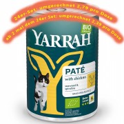 24er-Set Bio Pate mit Huhn 400g Katze Nassfutter Yarrah